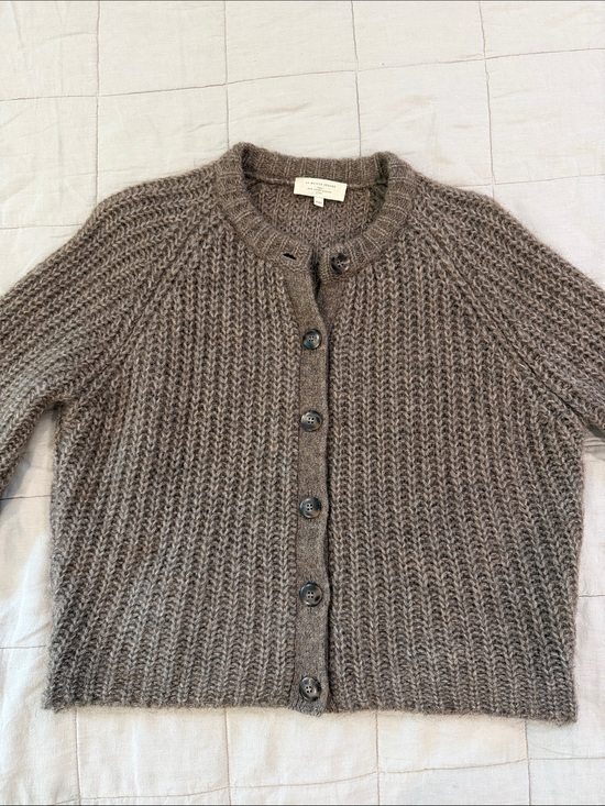 Sezane Sweaters - Cozy Chunky Knit Button-Front Cardigan - Taupe